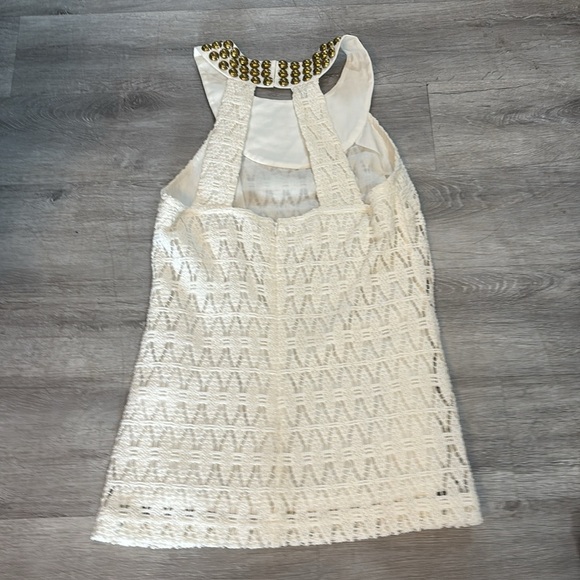 Trina Turk beaded crochet lace white sleeveless halter top Sz 6 - Picture 7 of 8